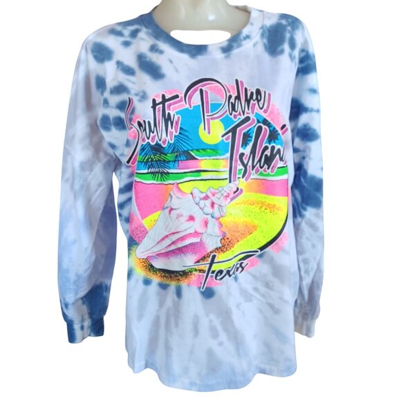 Small Vintage Women's T-shirt South Padre Island Texas Tie-Dye Long Sleeve 90's - Picture 2 of 6